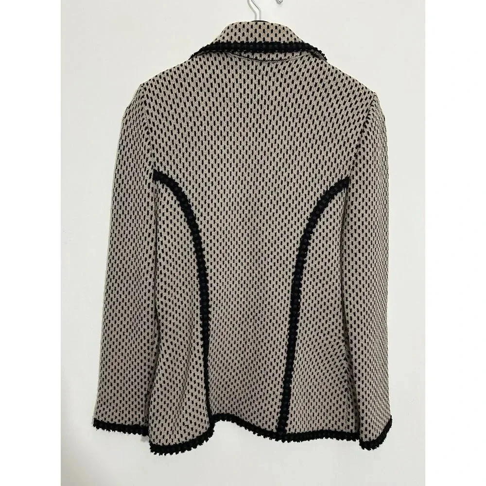 Margot Green Blazer Brown Formal Black Lines Knit Gold Buttons Vintage Size S - Picture 2 of 5